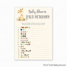 Baby shower emoji pictionary is a very popular creative and original game.this game is a perfect choice for baby shower parties. Baby Shower Games Giraffe Baby Shower Emoji Pictionary Giraffe Baby Shower Printable Baby Shower Emoji Game Giraffe By Print That Baby Shower Catch My Party