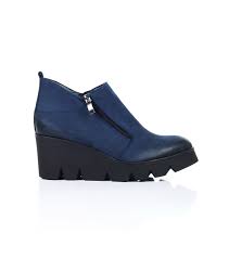 Тъмносини кожени дамски обувки с платформа - 1345457 - Fashion Supreme.co.uk