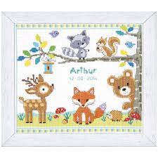 Plus, use our caption/border maker tool to chart your own words. Forest Animals Birth Record Counted Cross Stitch Kit Cross Stitch Needlepoint Embroidery Kits Baby Cross Stitch Patterns Cross Stitch Animals Cross Stitch
