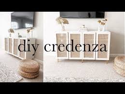 Diy Caned Credenza Boho Midcentury Modern Ikea Hack Youtube In 2020 Diy Sideboard Diy Credenza Credenza Ikea