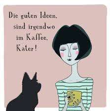 Illustration C Inka Hagen Die Gute Wal Productions Kreativkaffee Mit Katze Kaffee Mit Kater Kreative Pause Brainstorming Creat Illustration Katzen Kater