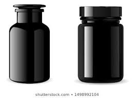 Black Supplement Bottle Glossy Medicine Jar Mockup 3d Vector Packaging For Tablet Vitamin Pill Container Isolated On Supplement Bottles Glass Flask Bottle