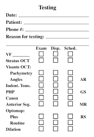 Eye Exam Pretesting Sheet Design Tono Exam Eye Exam