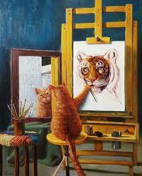 Painting By Lucia Heffernan 30x24 Norman Catwell Crazy Cats Cute Animals Cat Art