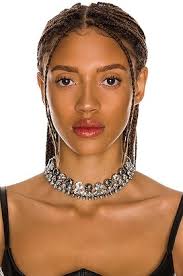 Area Crystal Dome Choker in Metallic Silver
