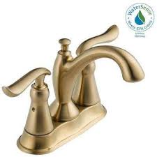 119 Homedepot Linden 4 In Centerset 2 Handle Bathroom Faucet With Metal Drain Assembly In Champagne B Bathroom Faucets Delta Faucets High Arc Bathroom Faucet
