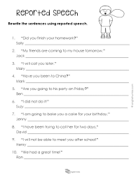 Reported Speech Worksheet English Unite Reported Speech Direct And Indirect Speech Parts Of Speech Worksheets