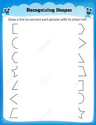 Shapes, 2d shapes, geometry, math, worksheet, grade 1. Kids Worksheet Matching Shapes Royalty Free Cliparts Vectors And Stock Illustration Image 68973941