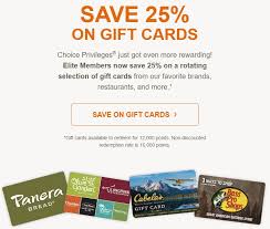 With choice privileges® member only rates you save on your stay. Expired Choice Privileges Elite Members Can Save 25 On Select Gift Cards When Redeeming Points