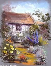Oeuvre Breton Michel La Maison Dans Le Jardin Paysage Pastel Peinture Paysage Tableaux Paysage