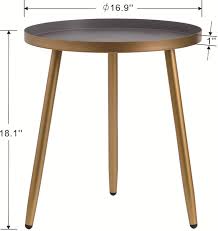 Narrow coffee table for small space, description: Narrow End Table Round Nightstand Narrow Bedside Table For Small Spaces Round Side Table For Living Room Metal Plant Stand For Balcony Black Tray With 3 Legged Gold Cute Coffee Table By Tuoxinem Home Kitchen