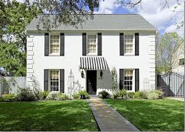 Black And White Striped Awning Fabric Texas House Tours White Brick Houses Front Door Ideas Brick House House Exterior