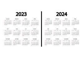 Calendrier Eag 2023 2024 Calendar 2023, 2024 Year. The Week Starts On Sunday. Annual Calendar  Template. Yearly English Calendar. Calendar Mockup Design In Black And  White Colors, Holidays In Red Colors 4213420 Vector Art At Vecteezy