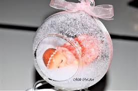 Boule De Noel Decoration Suspension Sapin De Noel Bebe Fille Orange Rose Fimo Boule De Noel Premier Noel Decorations En Argile Polymere