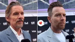 Ewan McGregor is effortlessly stylish as he sports black leather jacket and  graphic T-shirt for motorcycle ride and lunch with a pal in Los Angeles