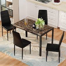 Brown Faux Marble Top Dining Room