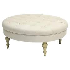 Large enough to serve as a resting place for a tray of drinks and snacks, and sturdy enough to serve as a seat, this ottoman design will. French Country Round Linen Tufted Coffee Table Ottoman Kathy Kuo Home