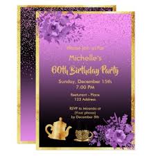 Black And Gold 60th Birthday Invitations 60th Birthday Party Invitation Gold Black Purple Birthday Gifts Pa 60th Birthday Party Invitations 50th Birthday Party Invitations Birthday Party Invitations