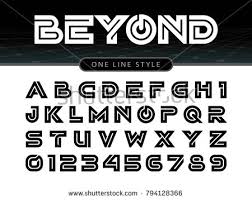 Vector Of Futuristic Alphabet Letters And Numbers One Linear Stylized Rounded Fonts One Single Li Lettering Alphabet Font Design Alphabet Typography Alphabet