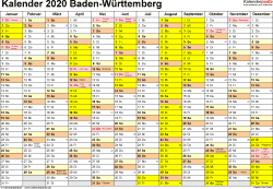 Bewegliche ferientage für die schramberger schulen beschlossen in der gesamtelternbeiratssitzung am 22.01.2020 lange fasnetsferien vom freitag, 12.02.2021 bis sonntag, 21.02.2021, beweglicher ferientag am. Kalender 2020 Baden Wurttemberg Ferien Feiertage Pdf Vorlagen