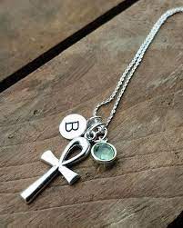 Sterling Silver Ankh Cross Personalized Charm Necklace Etsy Personalized Charm Necklace Personalized Charms Charm Necklace