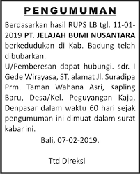 Contoh iklan pemberitahuan atau pengumuman. Iklan Pengumuman Iklan Baris Koran Tempo Co