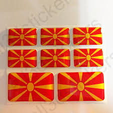 Eight broad yellow rays come out of the sun from all directions and end at the edges of the flag. Stickers Republic Of Macedonia Resin Domed Flag 3d Adhesive Decals