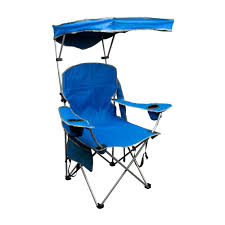Quik Shade Royal Blue Patio Folding Chair With Sun Shade 150254 The Home Depot Outdoor Chairs Best Beach Chair Beach Chair With Canopy