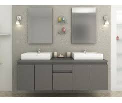 Meuble De Salle De Bain Double Vasque Integre Gris Mat Bathroom Vanity Bathroom Sink Vanity Unit