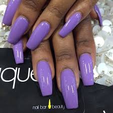 Casual clothing along with this style purple is a beautiful color. Bright Purple Coffin Nails Looks Like Covergirl Outlast Color Vio Last Very Pretty Purple Gel Nails Lavender Nails Purple Nails