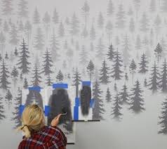 How To Stencil A Misty Mountain Wall Mural Diy Hometalk