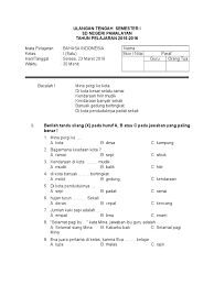 Soal Uts Kelas 1 Sd Bahasa Indonesia Semester 1