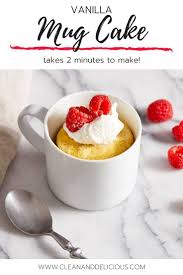 2 Minute Vanilla Mug Cake Recipe Keto Paleo Clean Delicious Recipe In 2020 Vanilla Mug Cakes Healthy Dessert Recipes Cake Calories