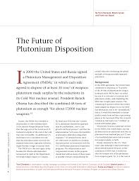 The Future of Plutonium Disposition