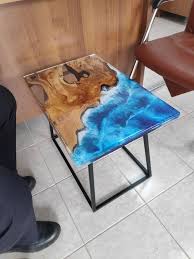 Custom Order Ocean Sea River Coffee Table With Blue Epoxy Etsy Wood Table Design Diy Resin Table Wood Resin Table
