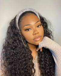 Headband Wig Natural Curly Human Hair Wig Scarf Wig Brazilian Hair Wigs Deep Curly Wig Glueless Wig Vrigin Hair Curly Lace Front Wigs Headband Wig Curly Hair Styles