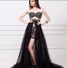 Short Black And Blue Prom Dress Black Short Front Long Tail Dress Prom Dresses Lace Custom Made Prom Dress Black Prom Dresses