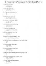 Charlie And The Chocolate Factory Quiz Part 1 Esl Worksheet By Irishsweet