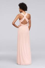 Mesh Long Bridesmaid Dress With Crisscross Back David S Bridal Davids Bridal Bridesmaid Dresses Long Bridesmaid Dress Bridesmaid Attire