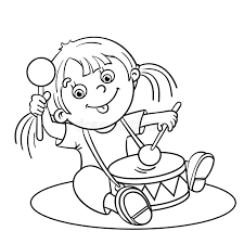 Drum set coloring page with pounding drums printables free conga drum kit coloring page Coloring Page Outline Of A Cartoon Boy Playing The Drum Stock Vector Illustration Of Cute Pages 61085546