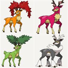 I made 1 alt shiny to each form of Sawsbuck, my favorite normal pokemon.  What do you think? Whats your favorite? : rPokemonSwordAndShield