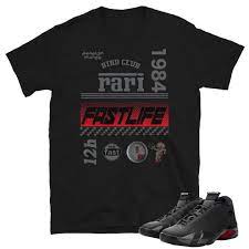 Black quilted sneaker tees and shirts to match shoes. Retro 14 Black Ferrari Tees