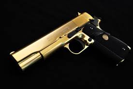Black And Gold 1911 Grips Pin By Penny Kirchner On Pistols Guns Pistol Guns Pistols