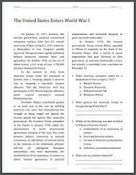 Are you looking some reinforcement exercises about english grammar for 4th graders? United States Enters World War I Reading With Questions Student Handouts
