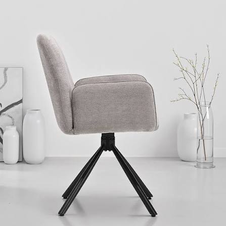Dining Chair swivel Grey fabric Armchair | Homestyle4u
