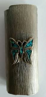 Vintage Metal Bic Lighter Case Holder With Butterfly Turquoise Blue Mosiac Wings Lighter Case Bic Lighter Vintage Metal
