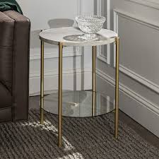Walker Edison Furniture Company Modern Round Side End Accent Table Living Room Marble Gold In 2020 Living Room Accent Tables Side Table Decor White Marble Side Table