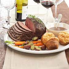 Peppercorn Roast Beef With Herbed Yorkshire Puddings Recipe Yorkshire Pudding Recipes Yorkshire Pudding Christmas Dinner Menu