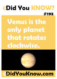 Venus Is The Only Planet That Rotates Clockwise Edidyouknow Com In 2020 Intresting Facts Interesting Facts About World Did You Know Facts