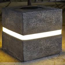Solar stone effect square path lights fl 2181 you. Outdoor Lights Solar Powered Led Grey Granite Effect Post Stone Garden Outdoors Post Lights